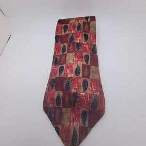 Perry Ellis 100% Italian Silk Red Blue Checkered Men's Tie